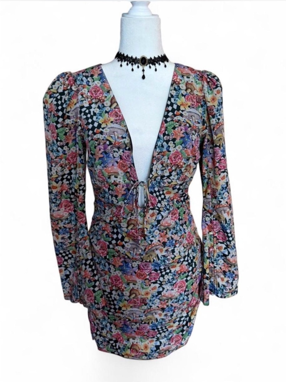 For Love & Lemons June Cape Mini Dress- Size M - Picture 2 of 7